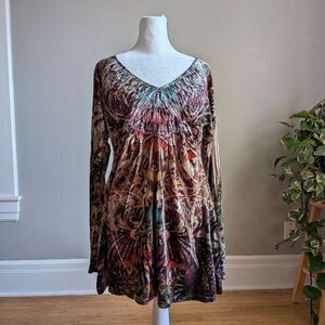 Vintage Y2K Apt. 9 Paisley Velvet Top Ruching Fairy Grunge Whimsygoth Size M